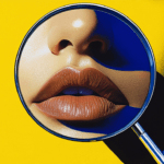 Lips under magnifying glass