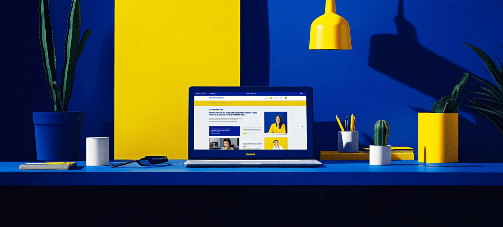 Laptop display with website