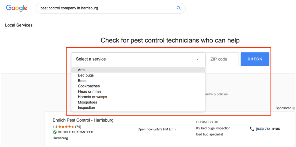 Ehrlich Pest Control Query