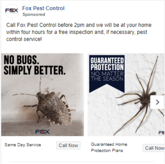 Fox pest control Facebook ad