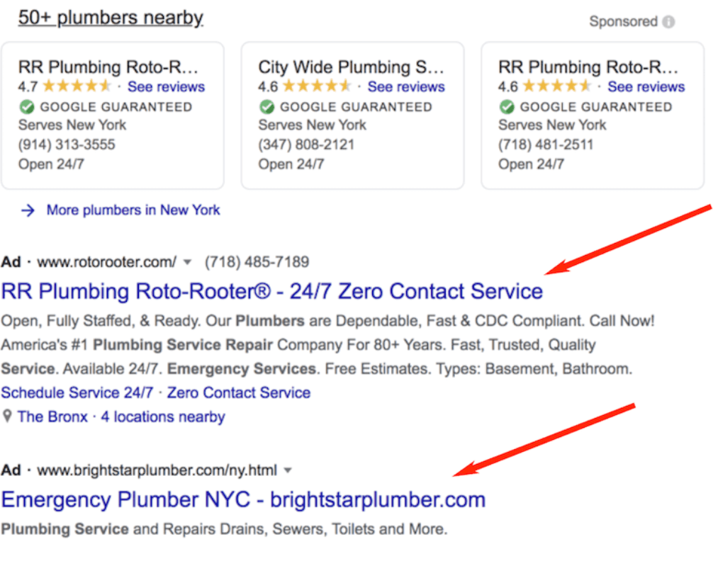 Google ads for plumbing