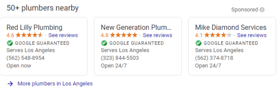 Google Reviews for Plumbing