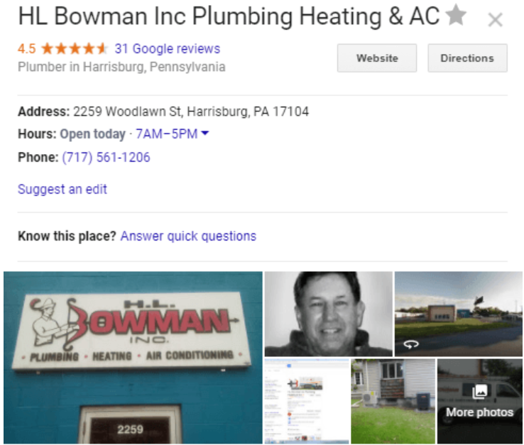 HL Bowman Plumbing listing