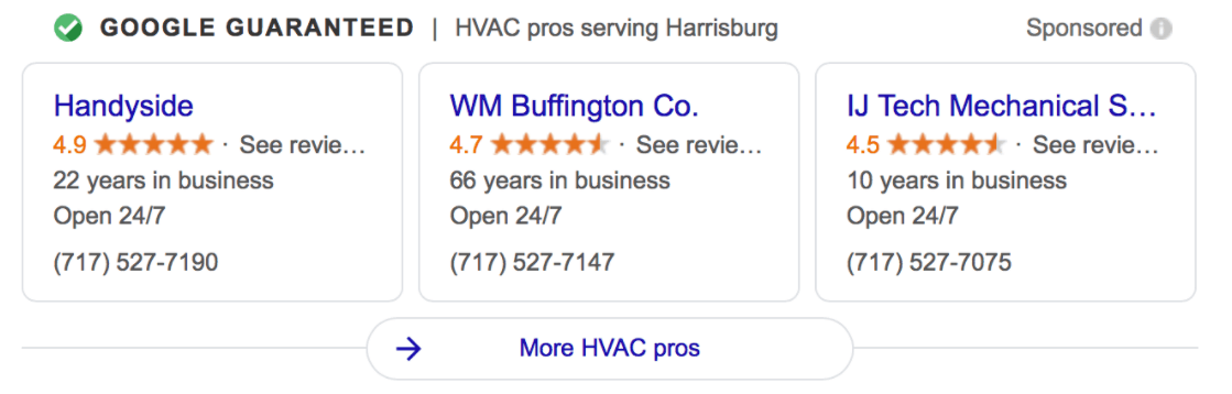 HVAC company listings