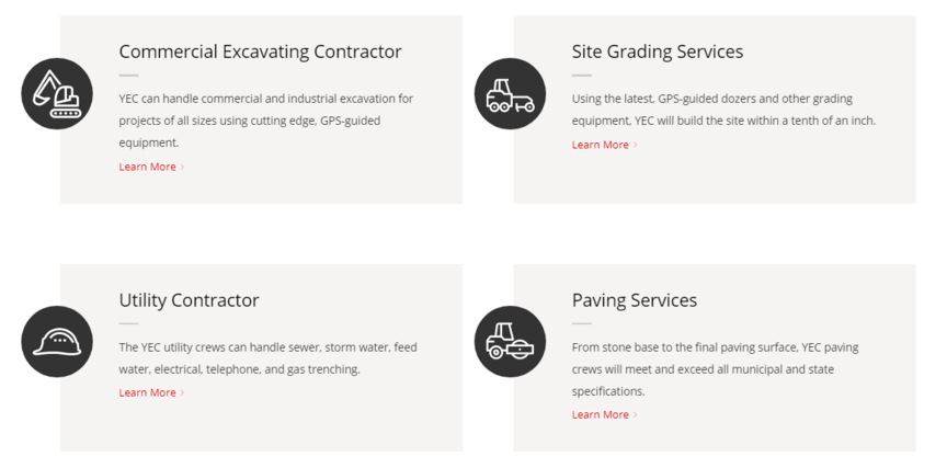 Depicts desktop-layout of York Excavating services