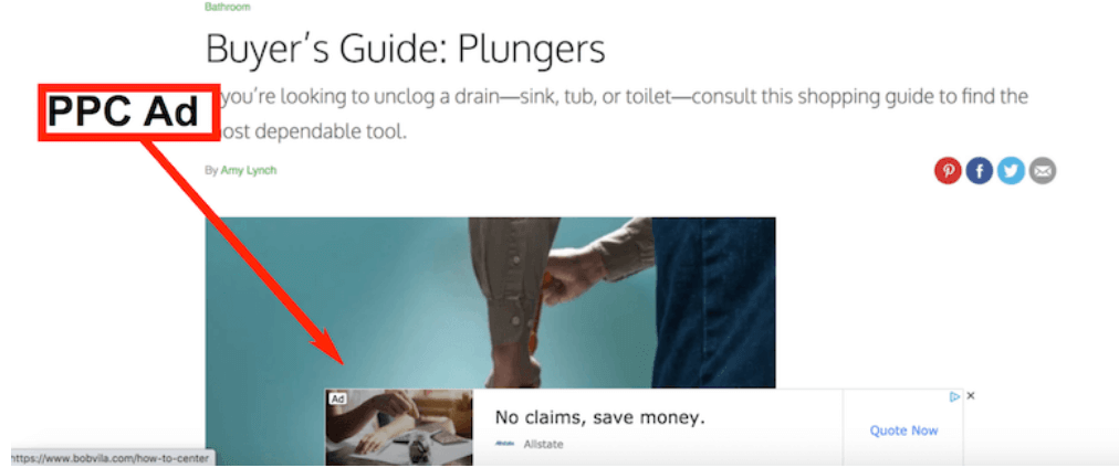 PPC ad for plumbing