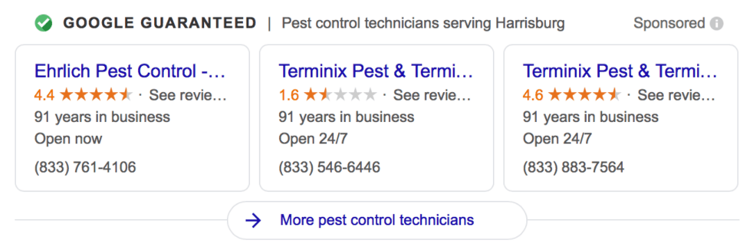 Google Pest Control Ads