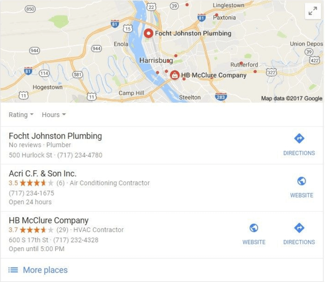 Plumber listings with a map