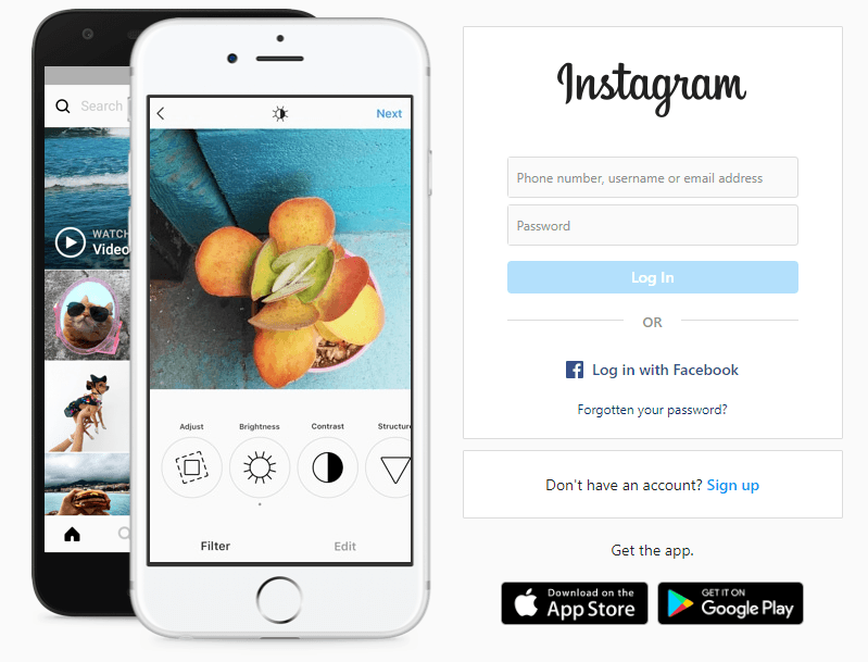 Screenshot of the Instagram account creation page