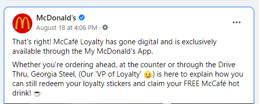 McDonald's small business social media example