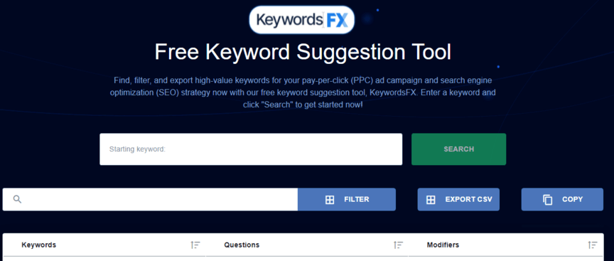 Free keyword research website and tool