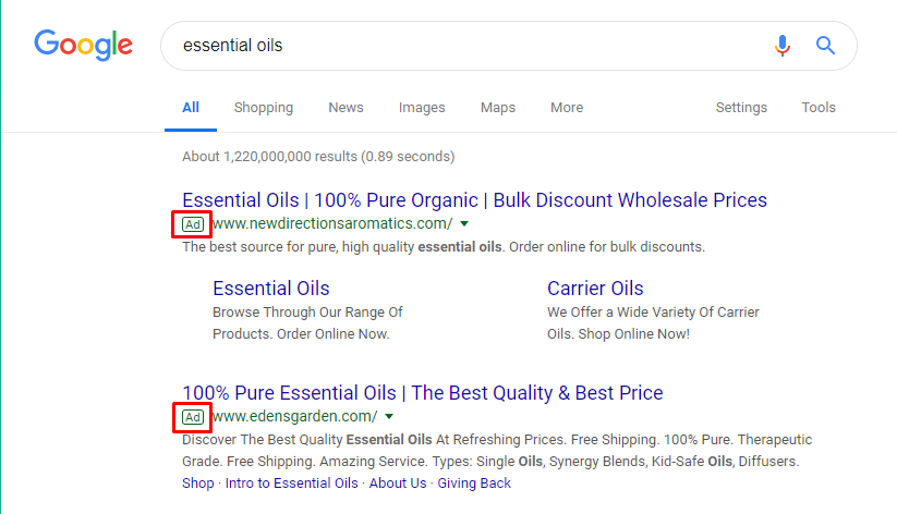 example of ppc ads in search