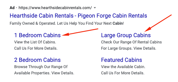 ad extensions under ppc campground ad