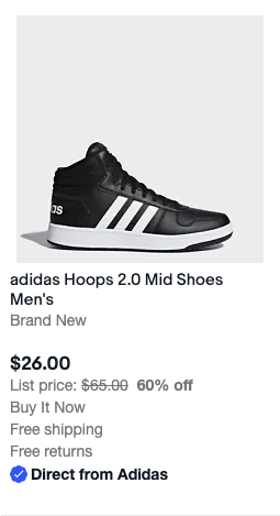 adidas ebay product listing