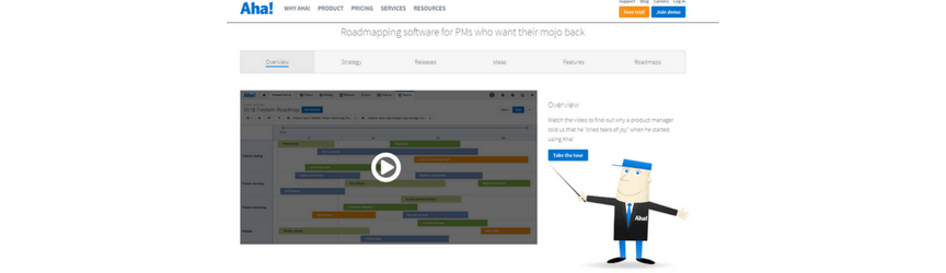 Aha! project management software website screenshot