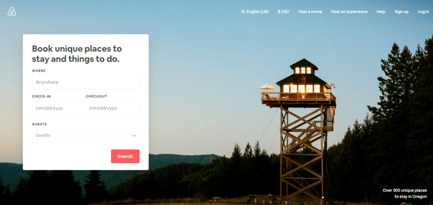 Airbnb website design example