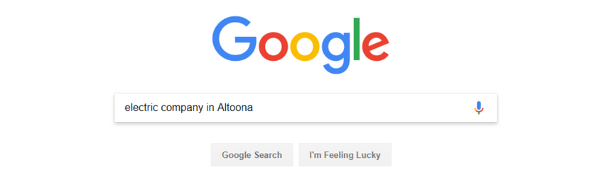 Google search for electric companies in Altoona