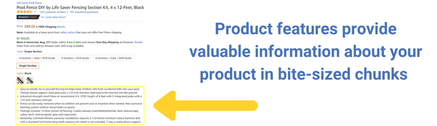 amazon product features example