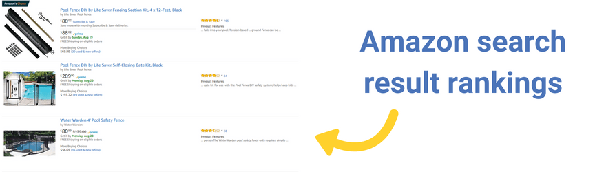 amazon search ranking example