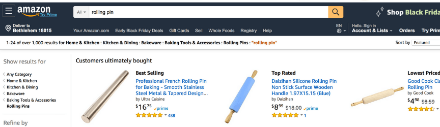 amazon search results