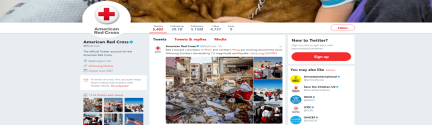 american red cross twitter profile