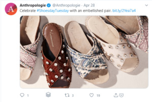 Anthropologie social media post example