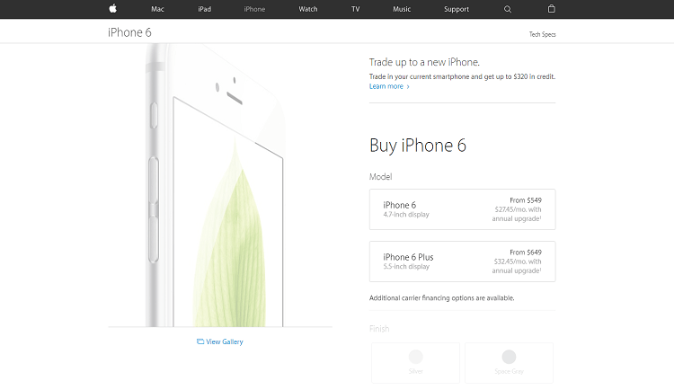 Apple landing page