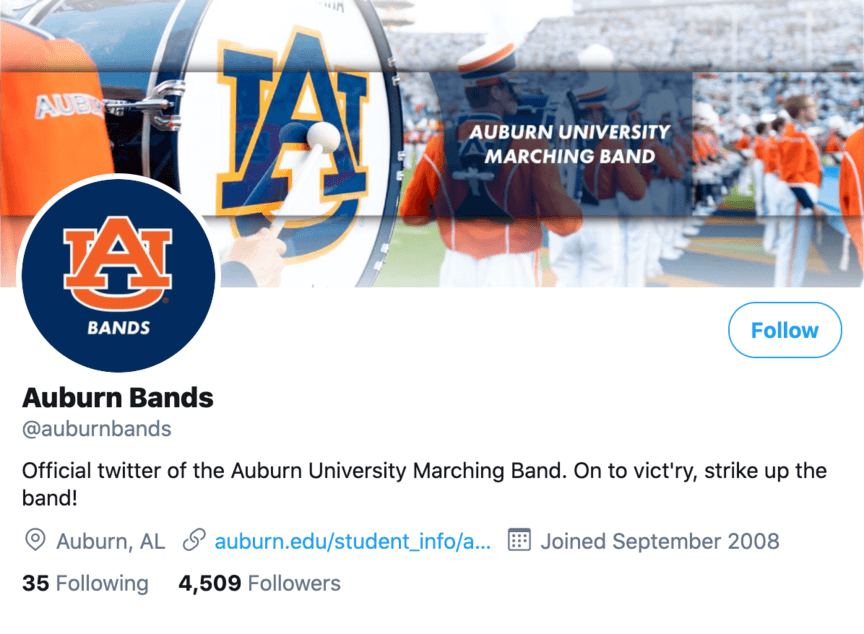 auburn band twitter page img