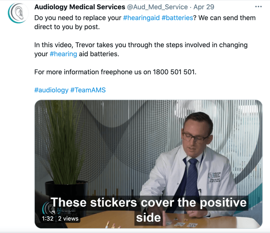 audiology medical services twitter post