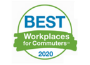 Logo of 'BEST Workplaces for Commuters' with a green and blue circular emblem, indicating an award for 2020.