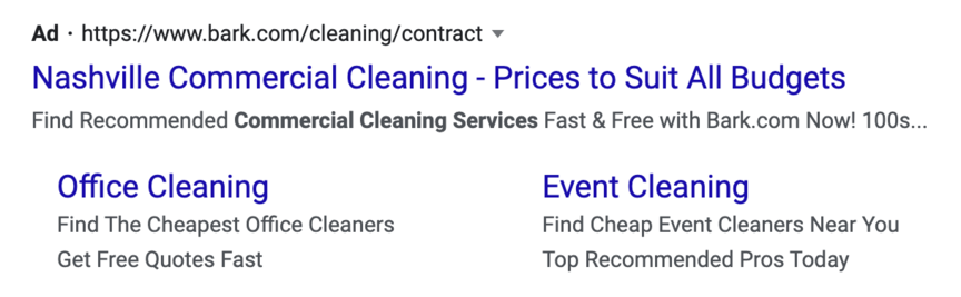 Bank cleaning services PPC ad