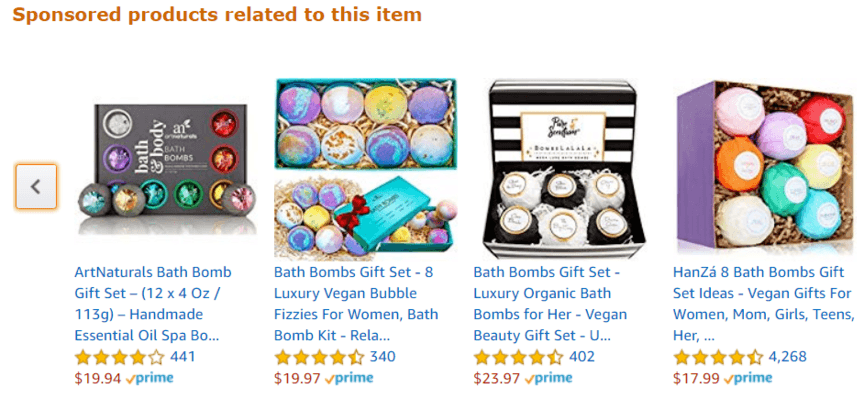 bath bombs amazon ad ppc stats