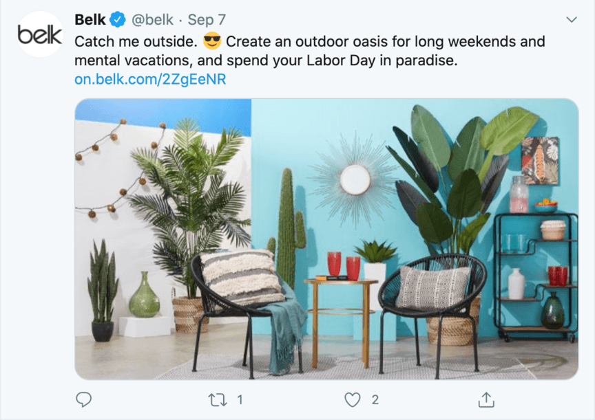 Belk Twitter Post