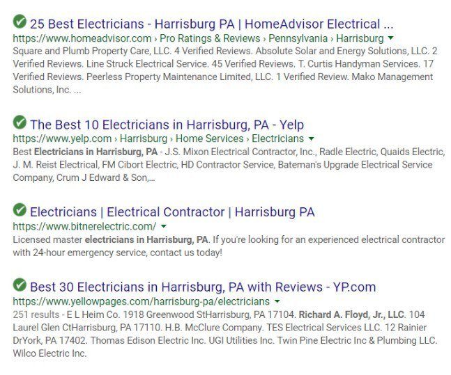 best electricians organic search