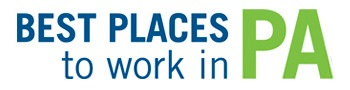 Logo for 'Best Places to Work in PA' with 'Best Places' in blue, 'to work in' in green, and 'PA' in large tilted green letters.