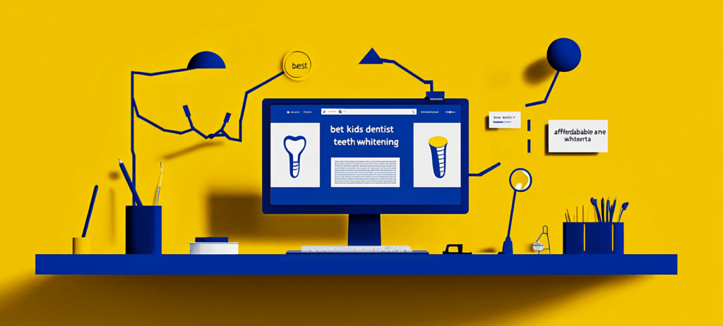 Abstract dental website design concept in blue and yellow