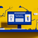 Abstract dental website design concept in blue and yellow