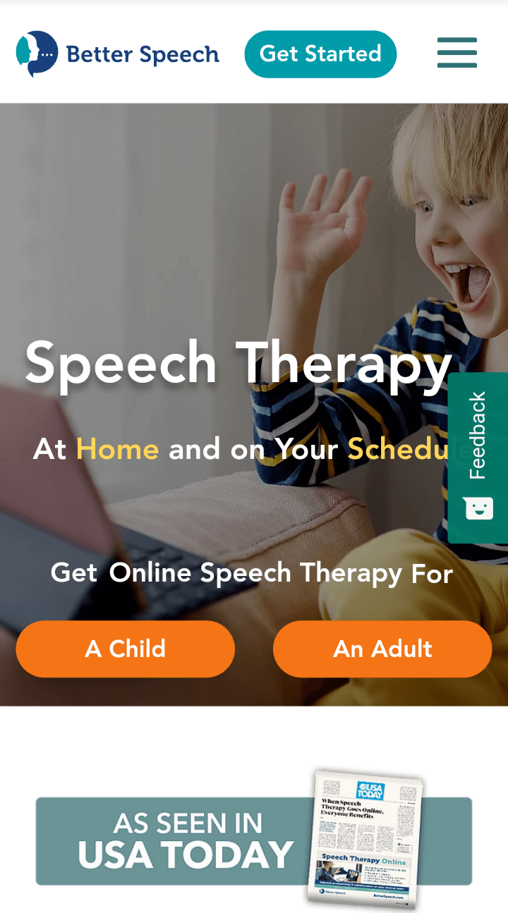 Better Speech Mobile Homepage