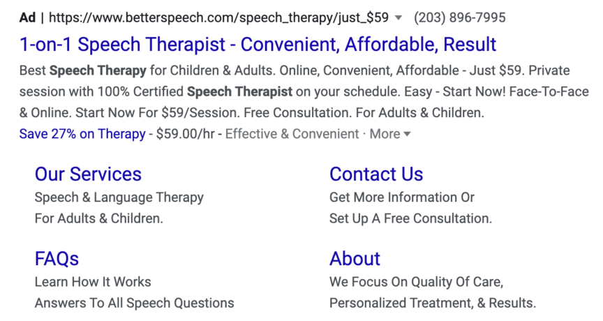 Better Speech Google PPC Ad