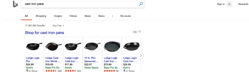 bing search results