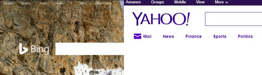 yahoo and bing search bars