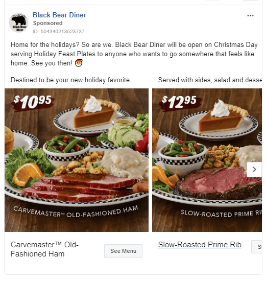 Black bear diner facebook ads