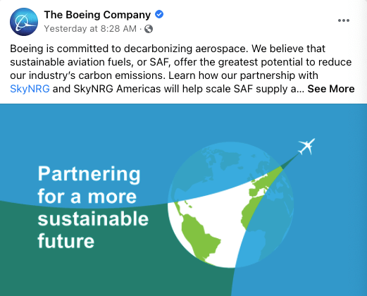 boeing post on reducing aerospace carbon