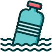 Icon of a plastic water bottle floating in water.