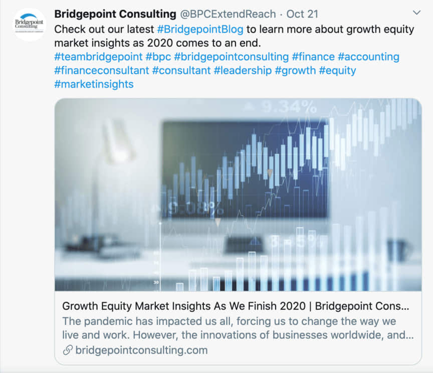 bridgepoint consulting twitter post on growth equity