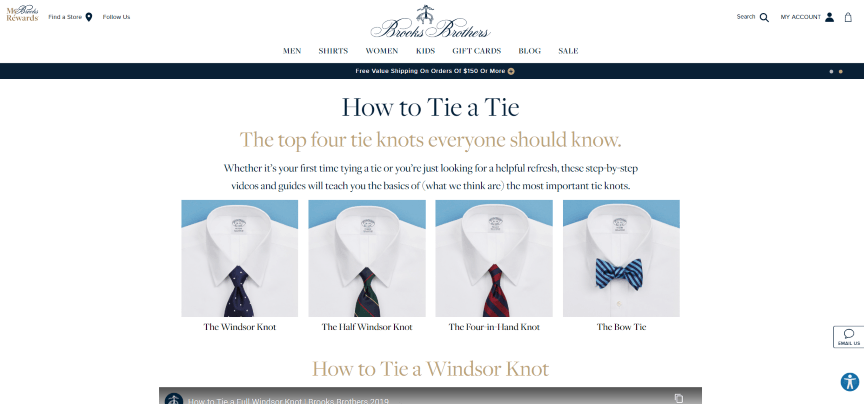 A post about how to tie a tie by Brooks Brothers