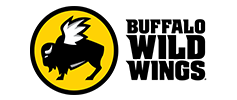 Stylized winged buffalo in profile against a yellow circle.