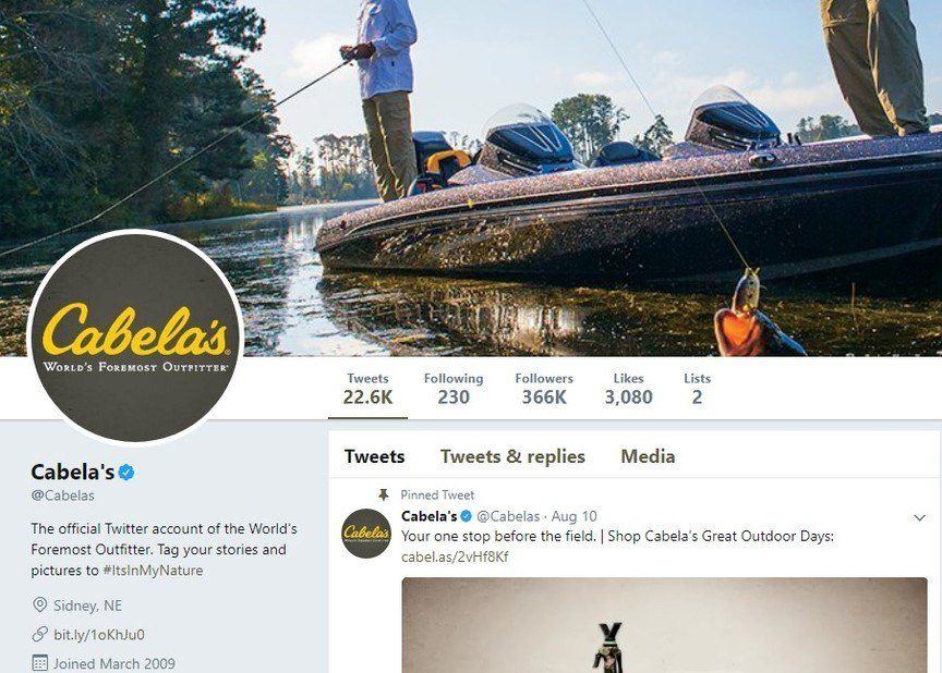 Cabelas Twitter account