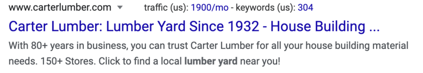 Carter lumber title and meta