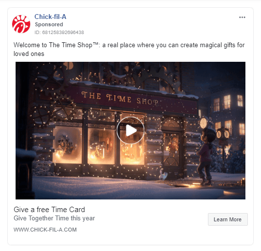 Chick fil a Facebook ads